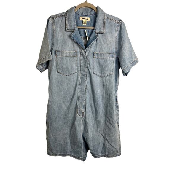 Madewell Women's Denim Utility Romper in Fitzgerald Wash Large - Picture 3 of 14